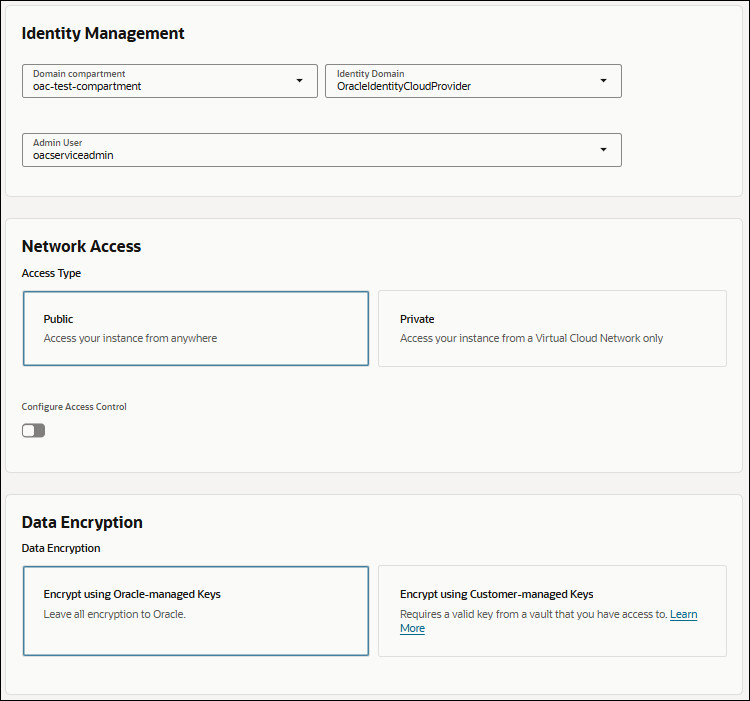 Description of console-oac-create2.jpg follows Description of console-oac-create2.jpg follows