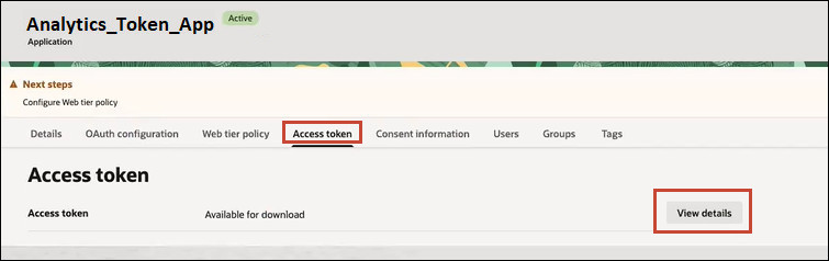 Access token page Access token page