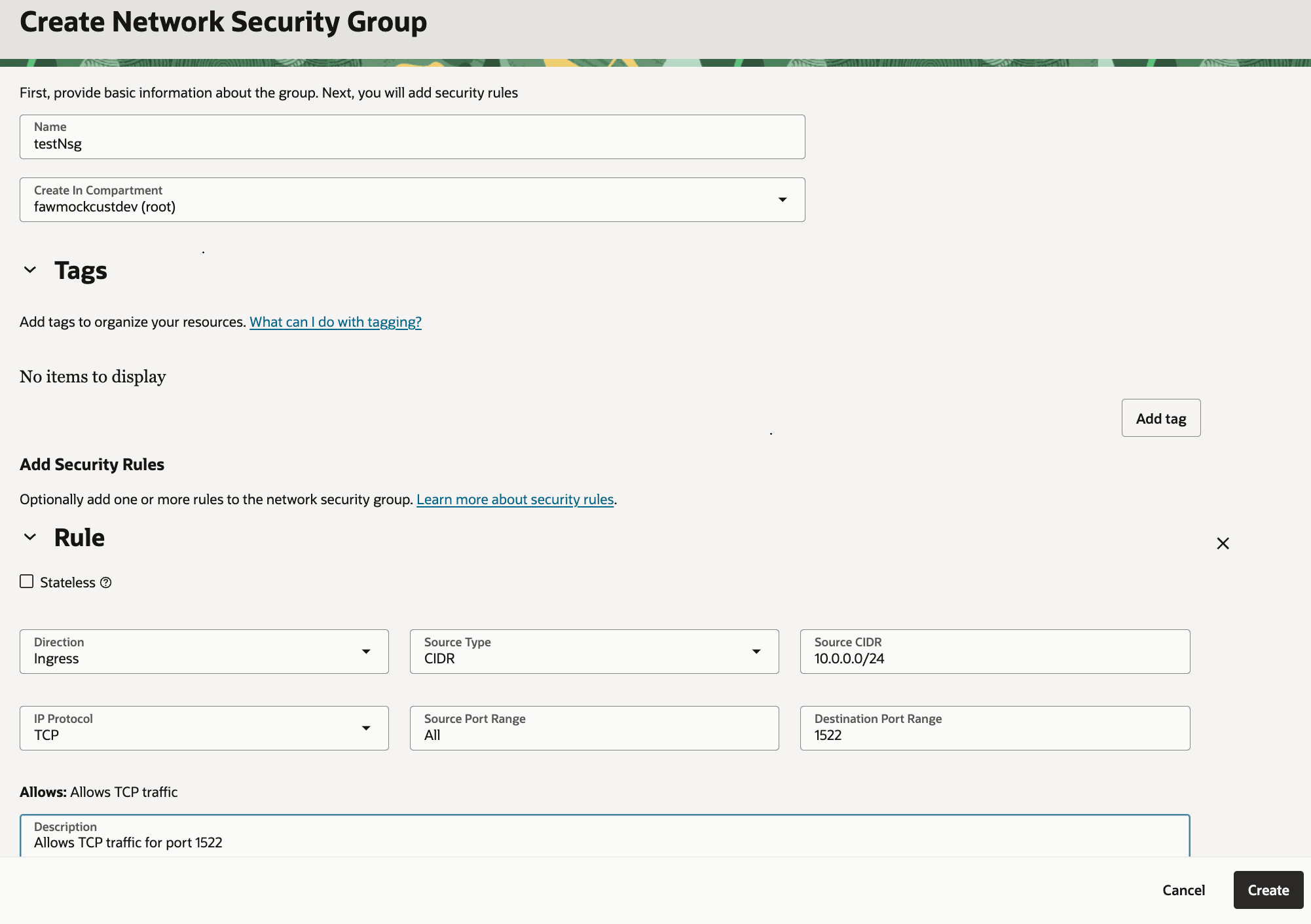 Description of fawag-create-nsg-private-endpoint.png follows Description of fawag-create-nsg-private-endpoint.png follows