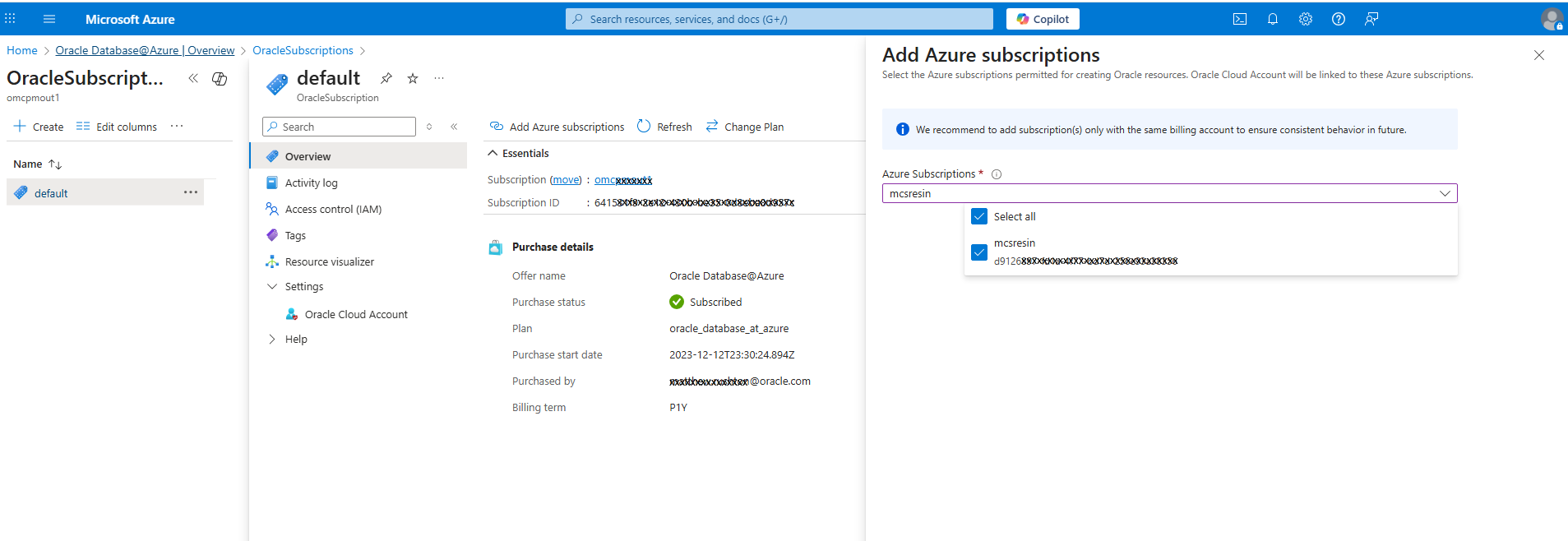 Click to expand Add Azure Subscriptions
