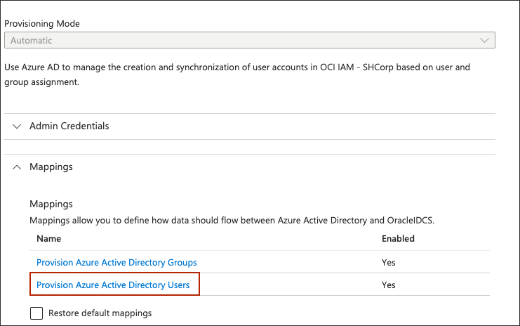 クリックして展開 「プロビジョニング・モード」ページの「マッピング」でのEntra IDユーザーのプロビジョニング