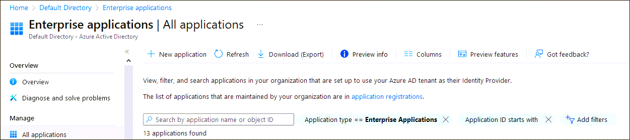 クリックして展開 エンタープライズ・アプリケーションの追加