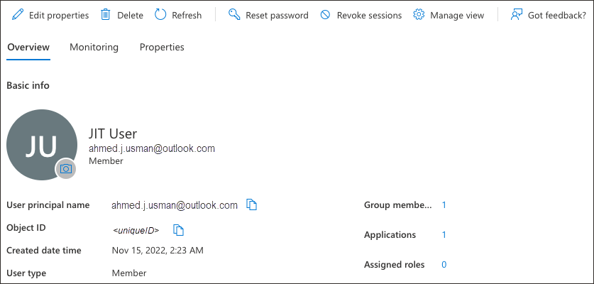 クリックして展開 グループへのユーザーの割当
