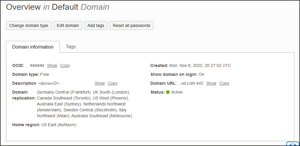 クリックして展開 ドメインURL情報がどこにあるかを示すドメイン情報。