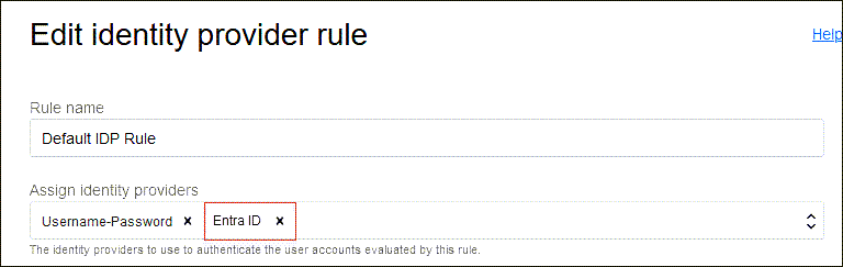 クリックして展開 デフォルトのIdPルールでのアイデンティティ・プロバイダとしてのEntra IDの追加