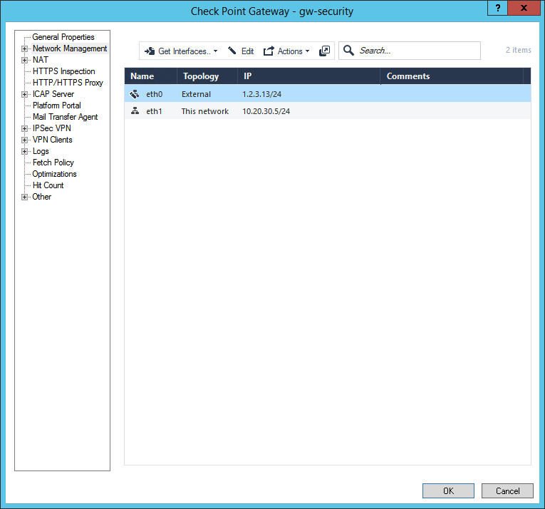 クリックして展開 この図は、インタフェースをインポートする場所を示しています。