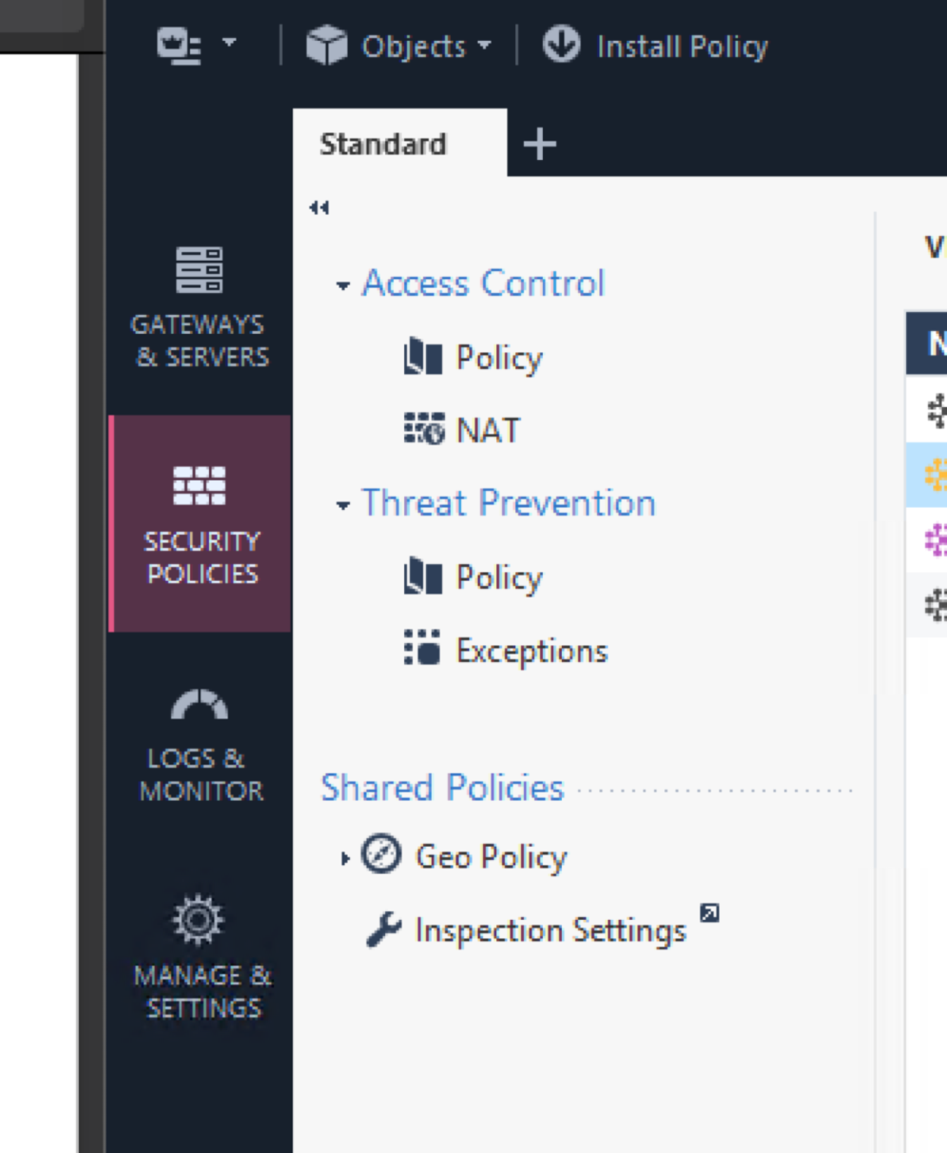 クリックして展開 この図は、「ポリシーのインストール」を選択する場所を示しています。