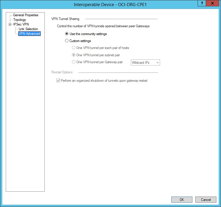 クリックして展開 この図は、拡張VPN設定を指定する場所を示しています。