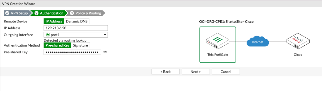 クリックして展開 この図は、ウィザードの「認証」ページを示しています。