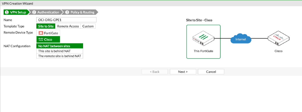 クリックして展開 この図は、VPN作成ウィザードの開始を示しています。