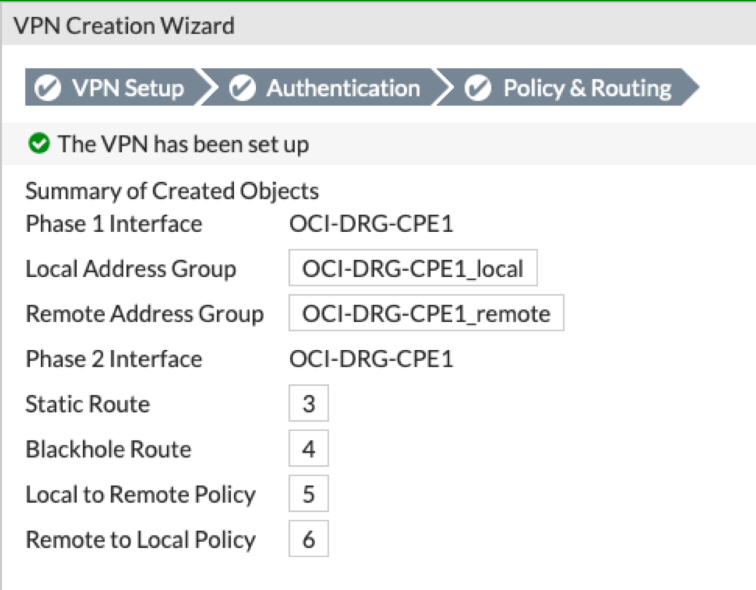 クリックして展開 この図は、ウィザードの最後のサマリー・ページを示しています。