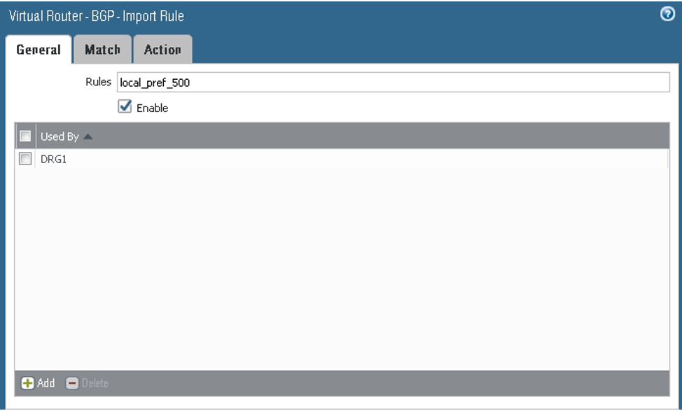 クリックして展開 この図は、インポート・ルールの「一般」タブを示しています。