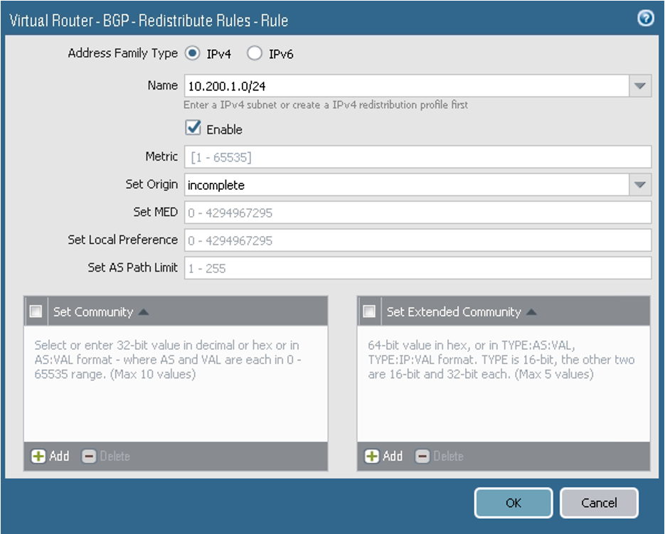 クリックして展開 この図は、「再分散ルール」タブを示しています。