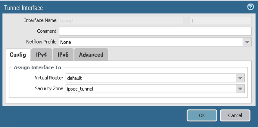クリックして展開 この図は、最初のピアのトンネル・インタフェース・パラメータを構成する場所を示しています。