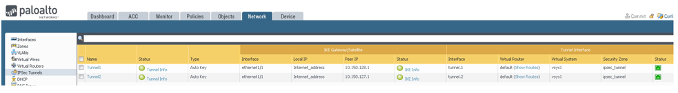クリックして展開 この図は、IPSecトンネル・ステータスを確認する場所を示しています。