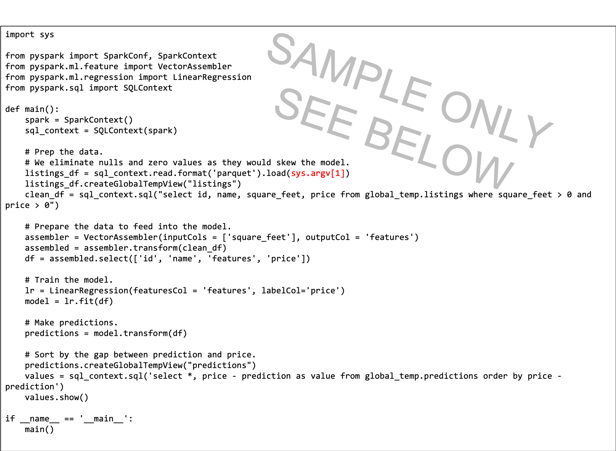 サンプルPySparkコード。