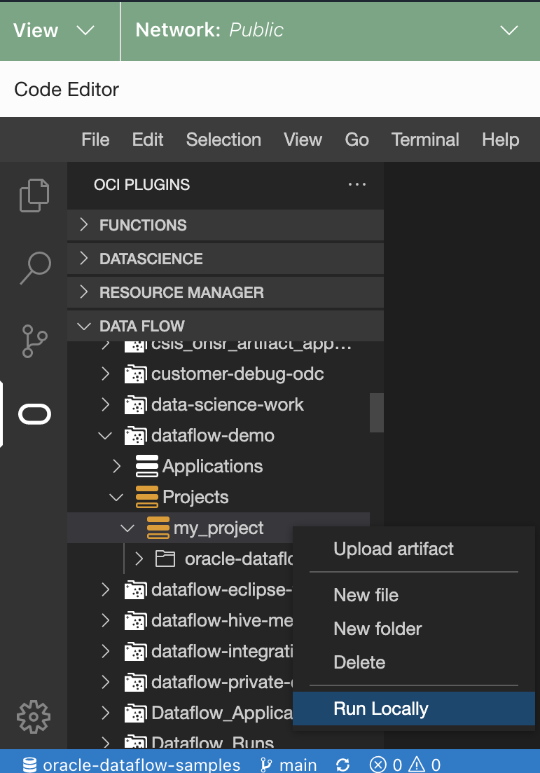 SelectRunローカル・メニュー項目。