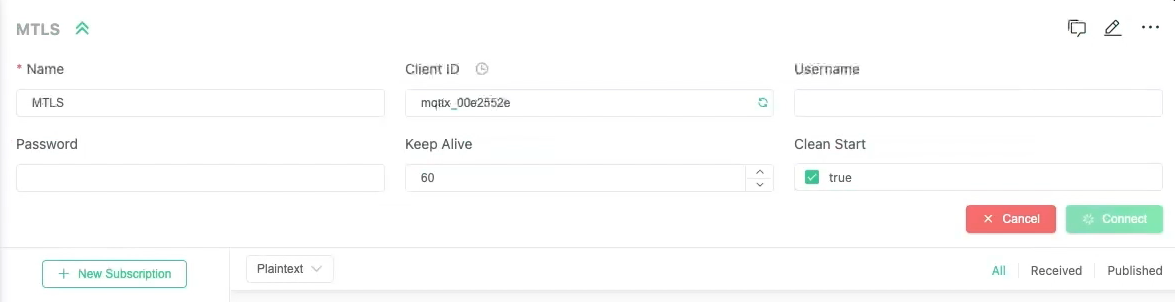 MQTTxを使用して接続します。