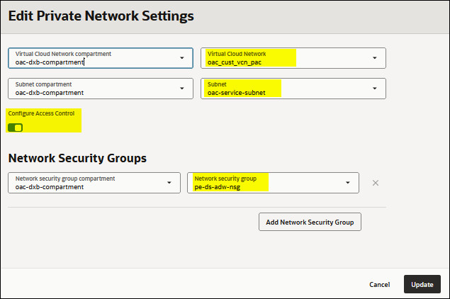 NSGを追加または編集するオプション