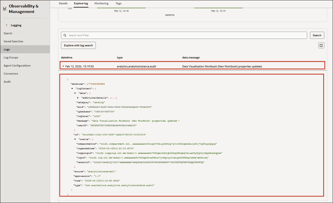 データ・セクションに詳細を記録します