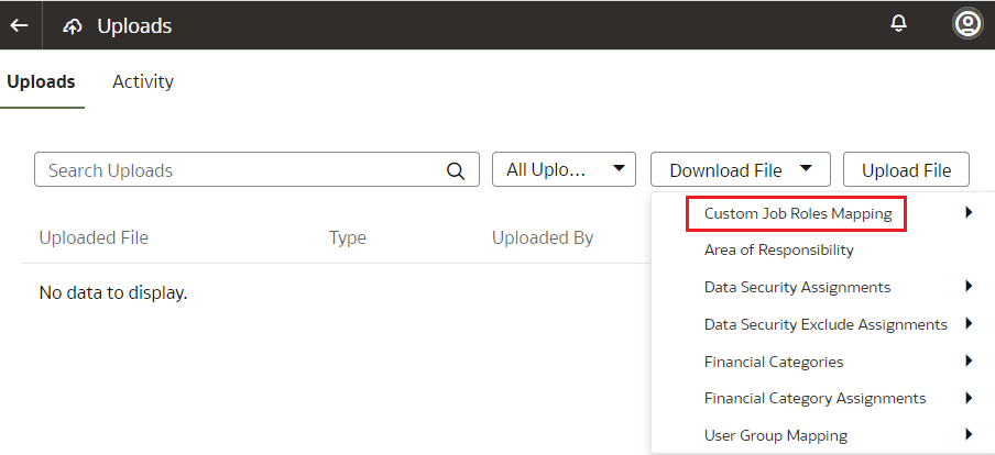 カスタム・ジョブ・ロール・マッピング・ファイルのダウンロード カスタム・ジョブ・ロール・マッピング・ファイルのダウンロード