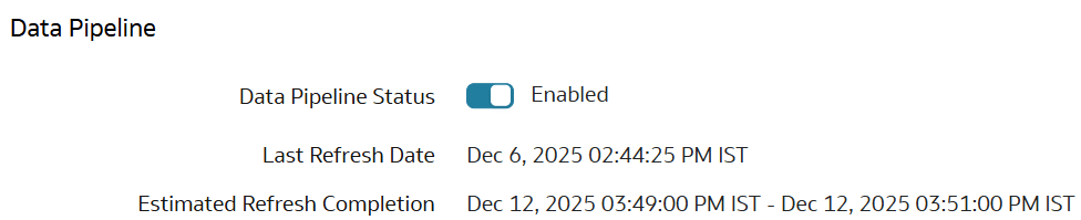 パイプライン・パラメータ・ページの見積リフレッシュ完了詳細