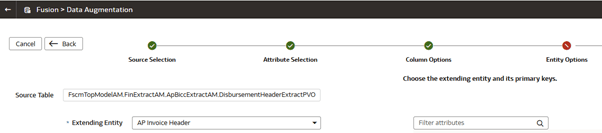「頻繁なデータ・リフレッシュ」ダイアログ: 機能領域の選択