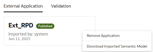 外部アプリケーションの公開後に使用可能なオプション