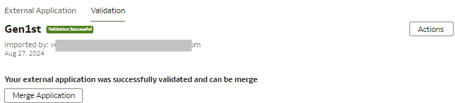 検証に成功し、「アプリケーションのマージ」ボタンが有効です