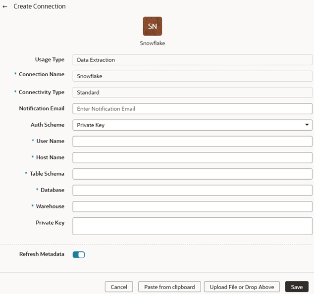 秘密キー認証を使用したスノーフレーク接続の作成 秘密キー認証を使用したスノーフレーク接続の作成