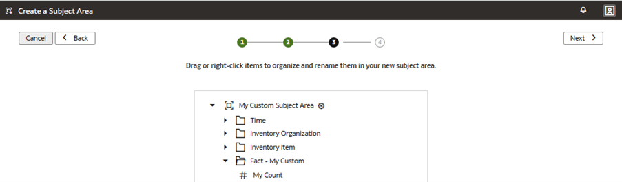 作成したカスタムサブジェクトエリア(個人カスタムサブジェクトエリア)