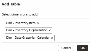 「表の追加」ダイアログ