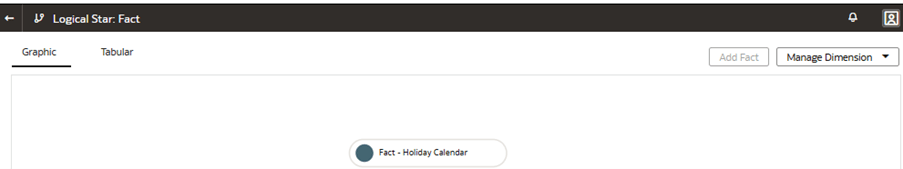 「ディメンションの管理」ボタンが表示された「論理スター: ファクト」ページ
