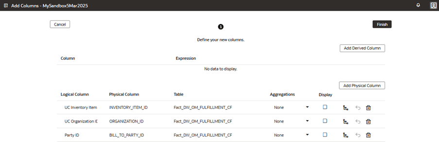 「論理列」に一意名を入力します 「論理列」に一意名を入力します