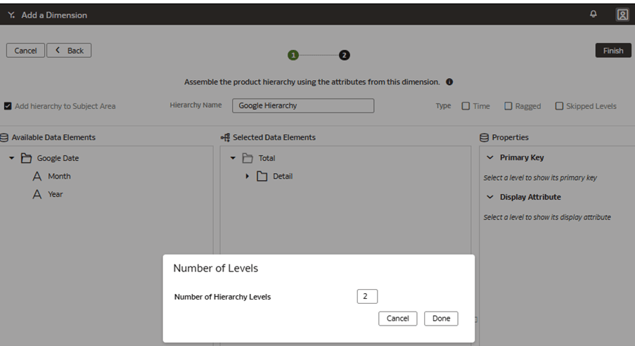 [レベル数]ダイアログボックス